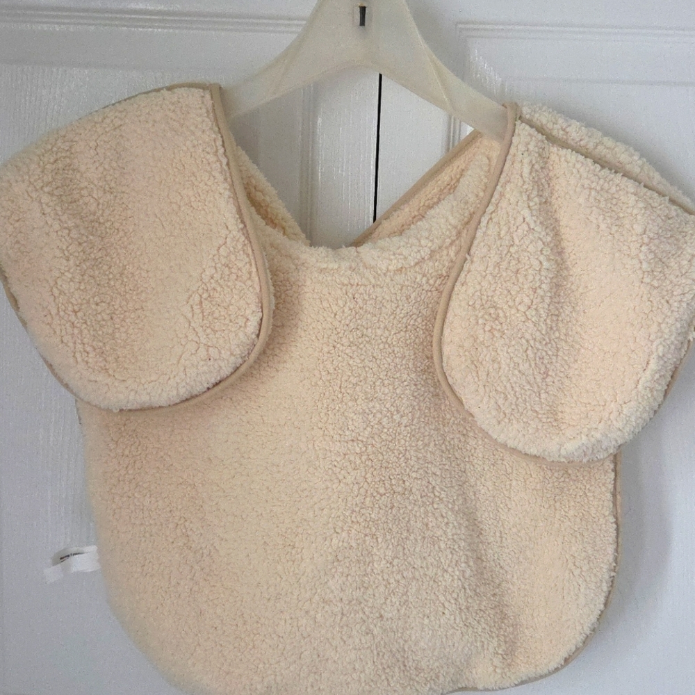 TOTALLY MY PET Hooded Doggie Bathrobe Cream Sherpa with Leaf Design Medium NWT - Picture 4 of 16
